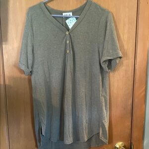Women's Olive Green V-Neck Top
